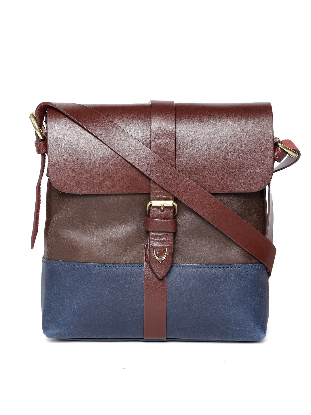 

Hidesign Maroon & Brown Colourblocked Leather Sling Bag