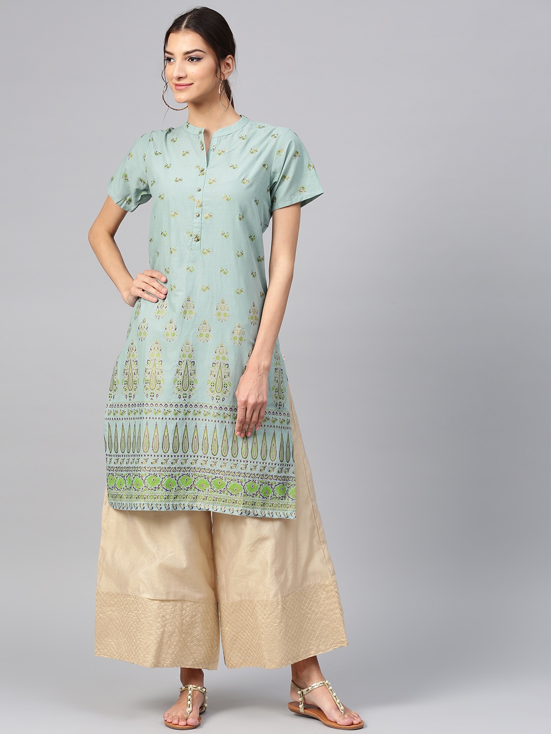 

Shree Women Blue Printed Straight Kurta