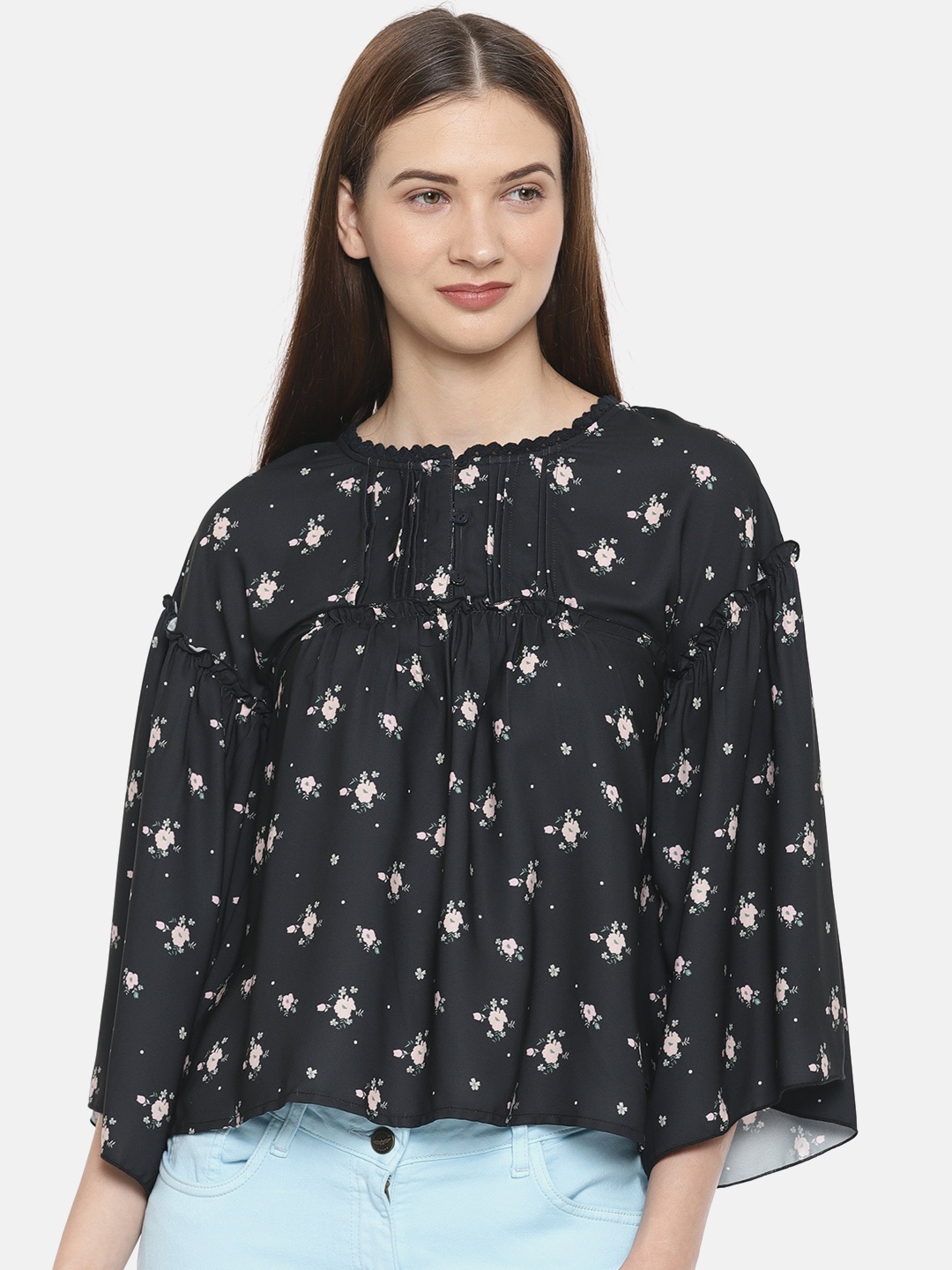 

Park Avenue Woman Black Printed Empire Top