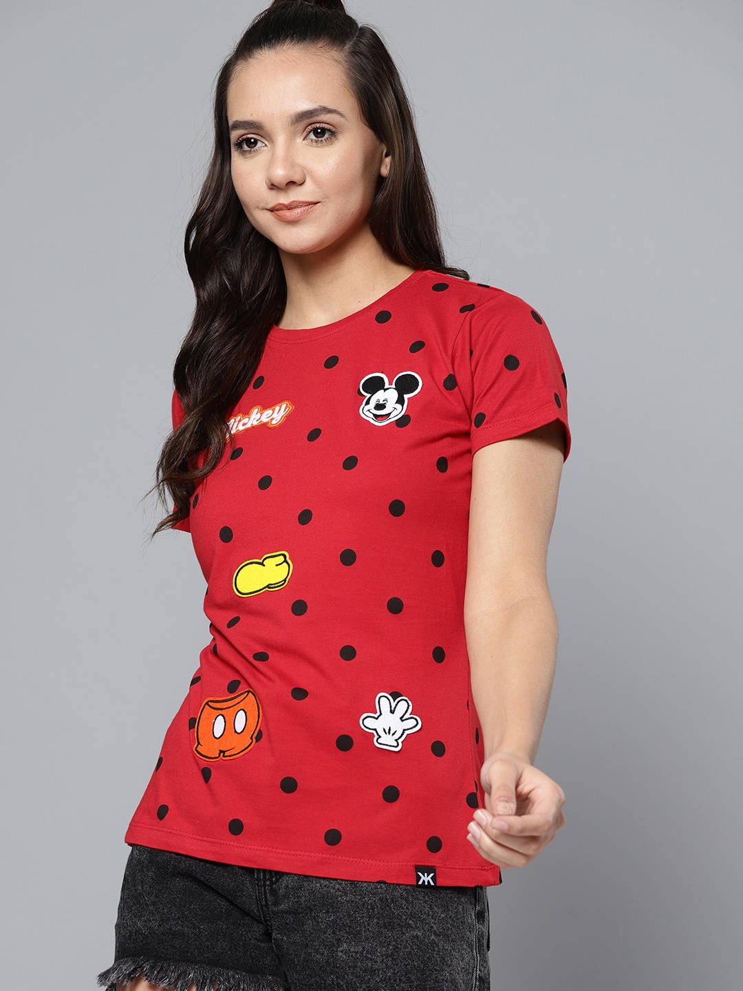 

Kook N Keech Disney Women Red & Black Printed Round Neck T-shirt
