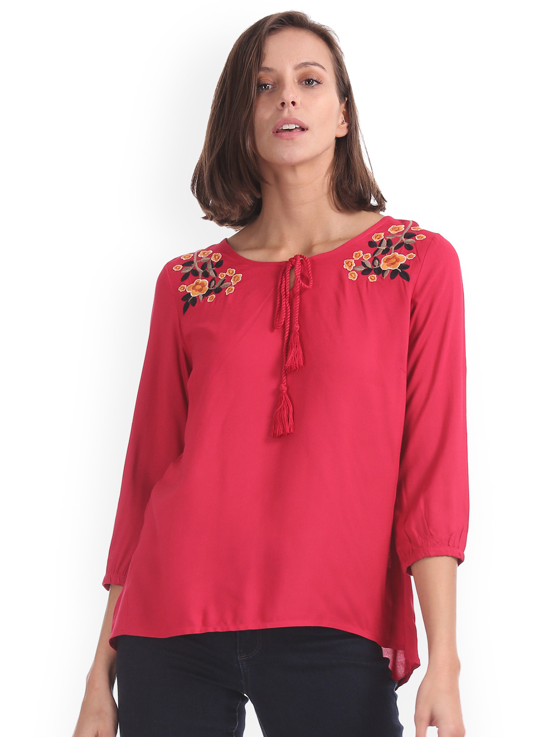 

Cherokee Women Red Solid High-Low Top