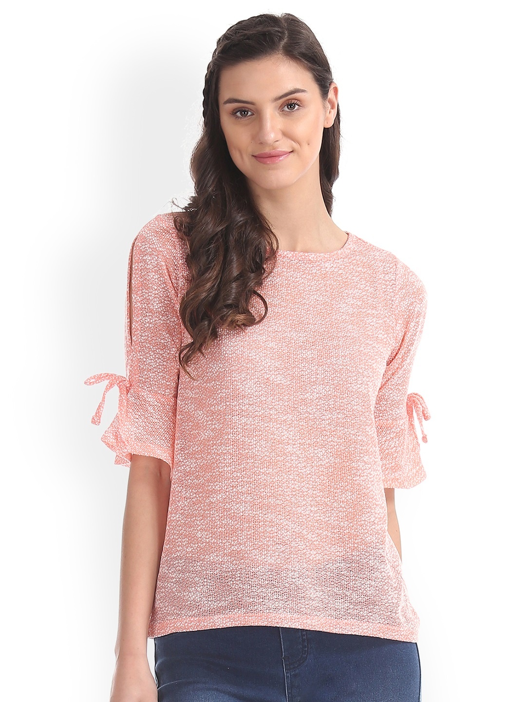 

Cherokee Women Pink Self Design Pure Cotton Top