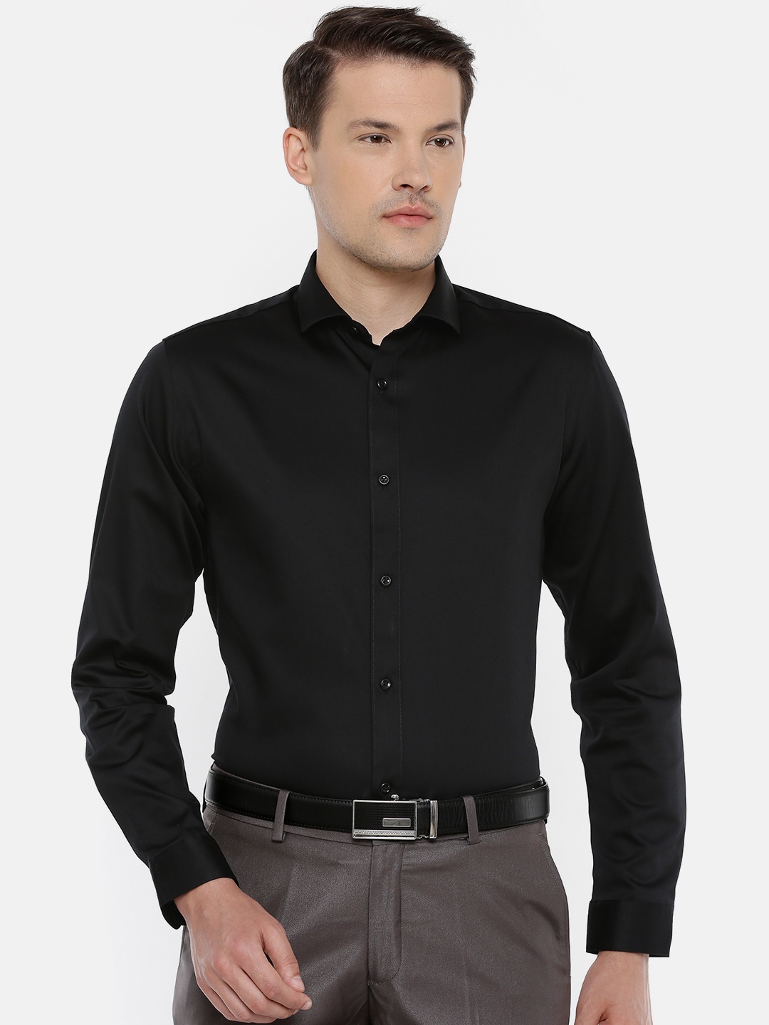 

Jack & Jones Men Black Slim Fit Solid Partywear Shirt