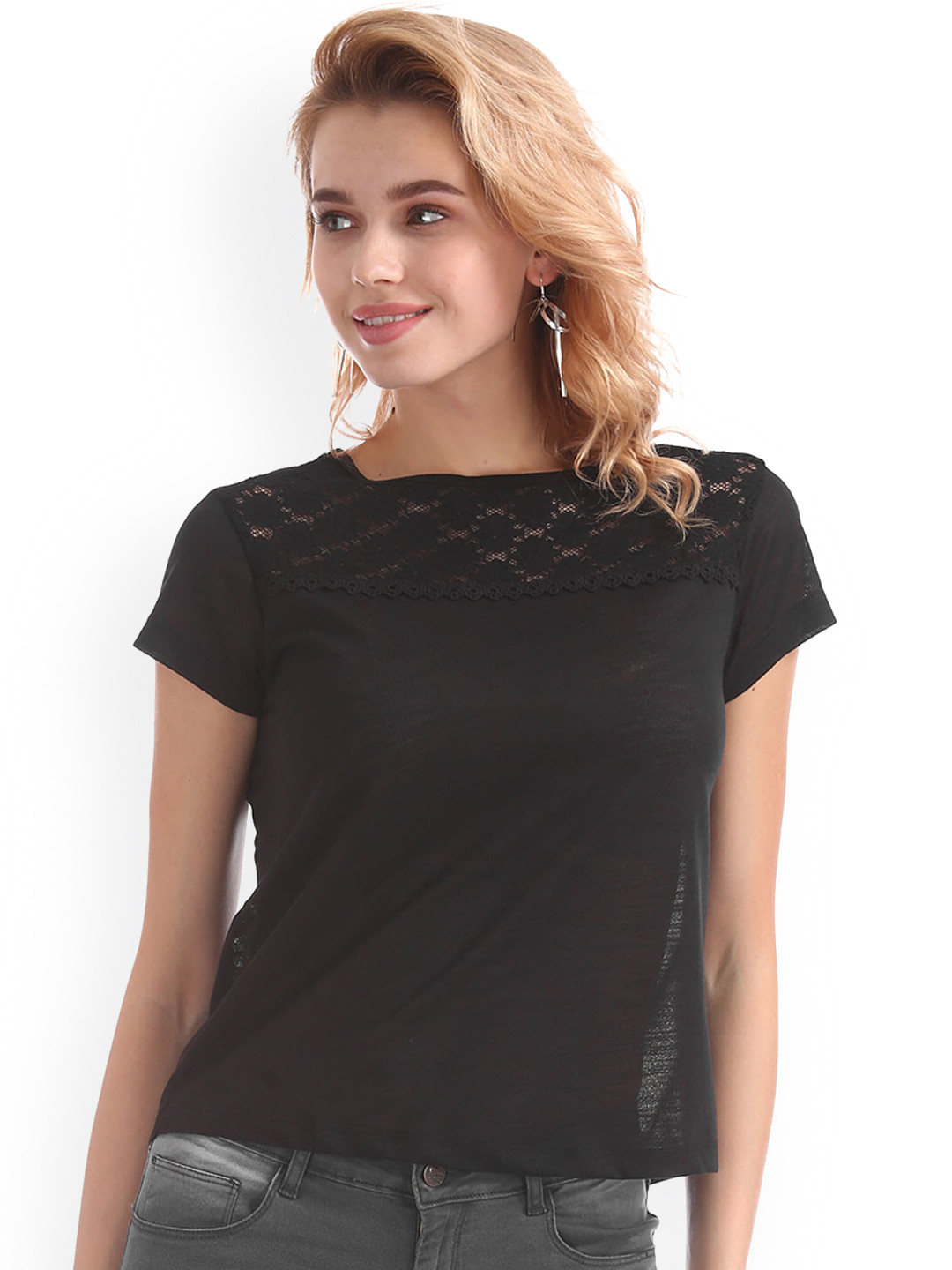 

Sugr Women Black Self Design Top