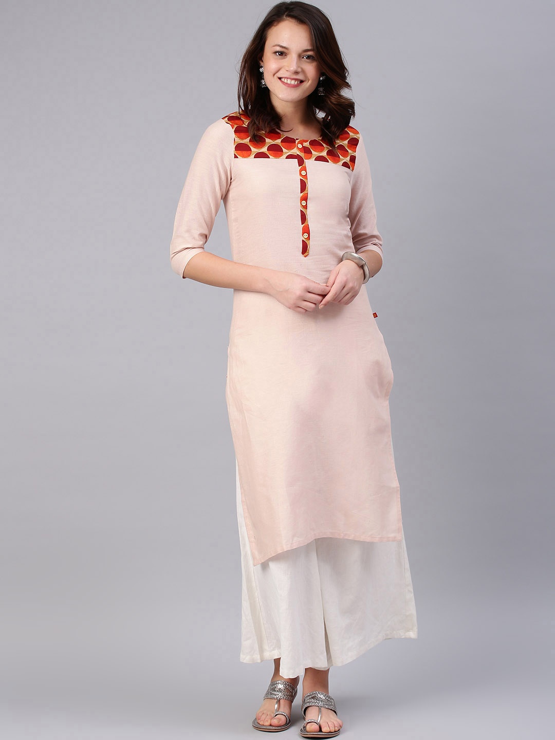 

Alena Women Pink Printed Straight Kurta