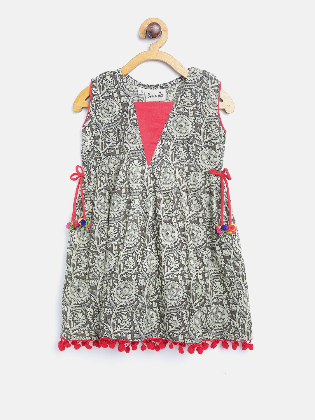 

BownBee Girls Taupe Printed A-Line Dress