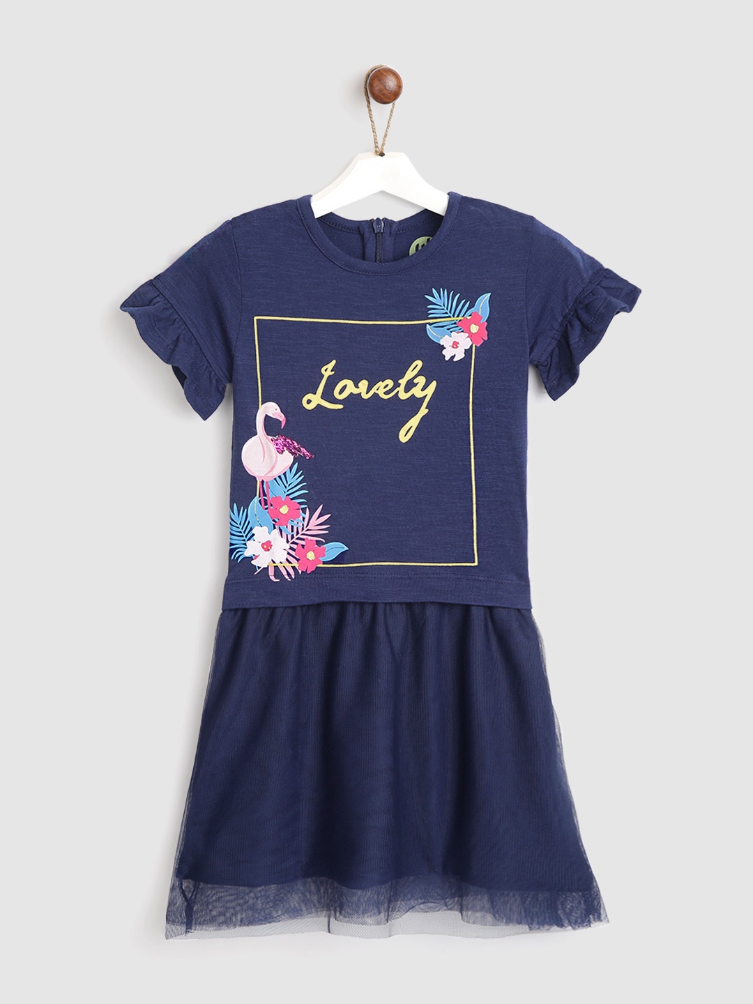 

YK Girls Navy Blue & Pink Tulle Skirt Party Dress
