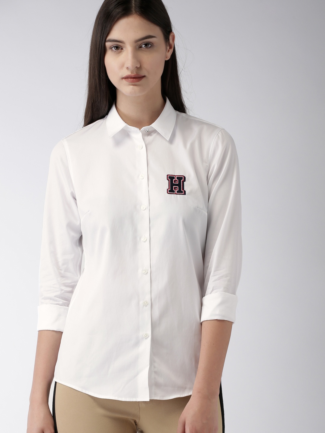 

Tommy Hilfiger Women White Regular Fit Solid Casual Shirt
