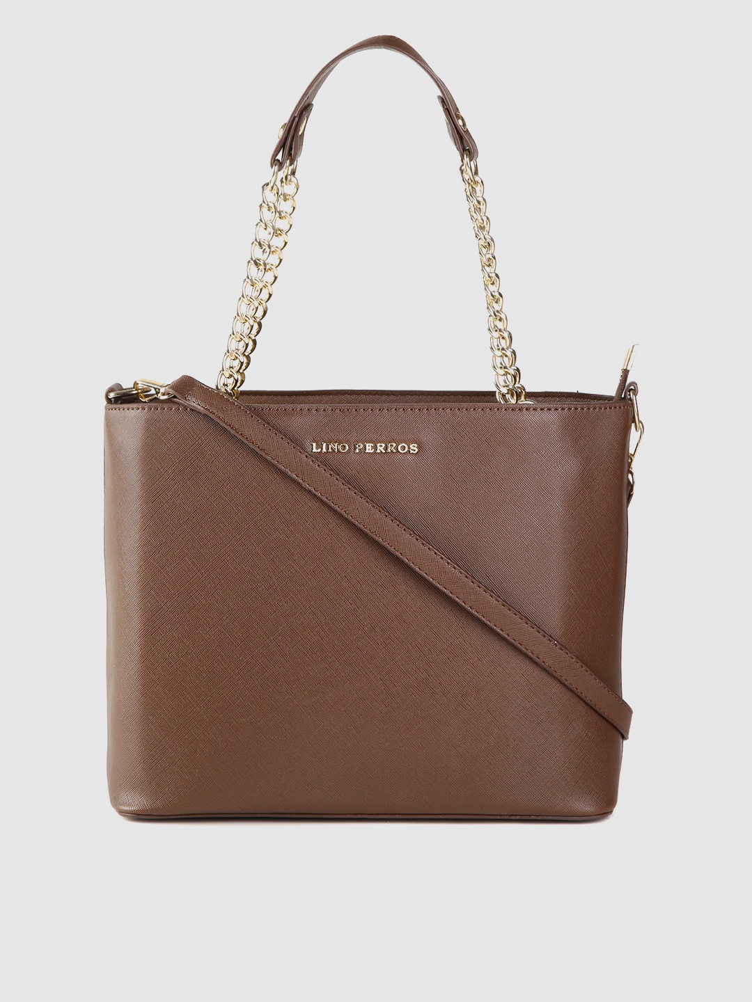 

Lino Perros Coffee Brown Solid Handheld Bag