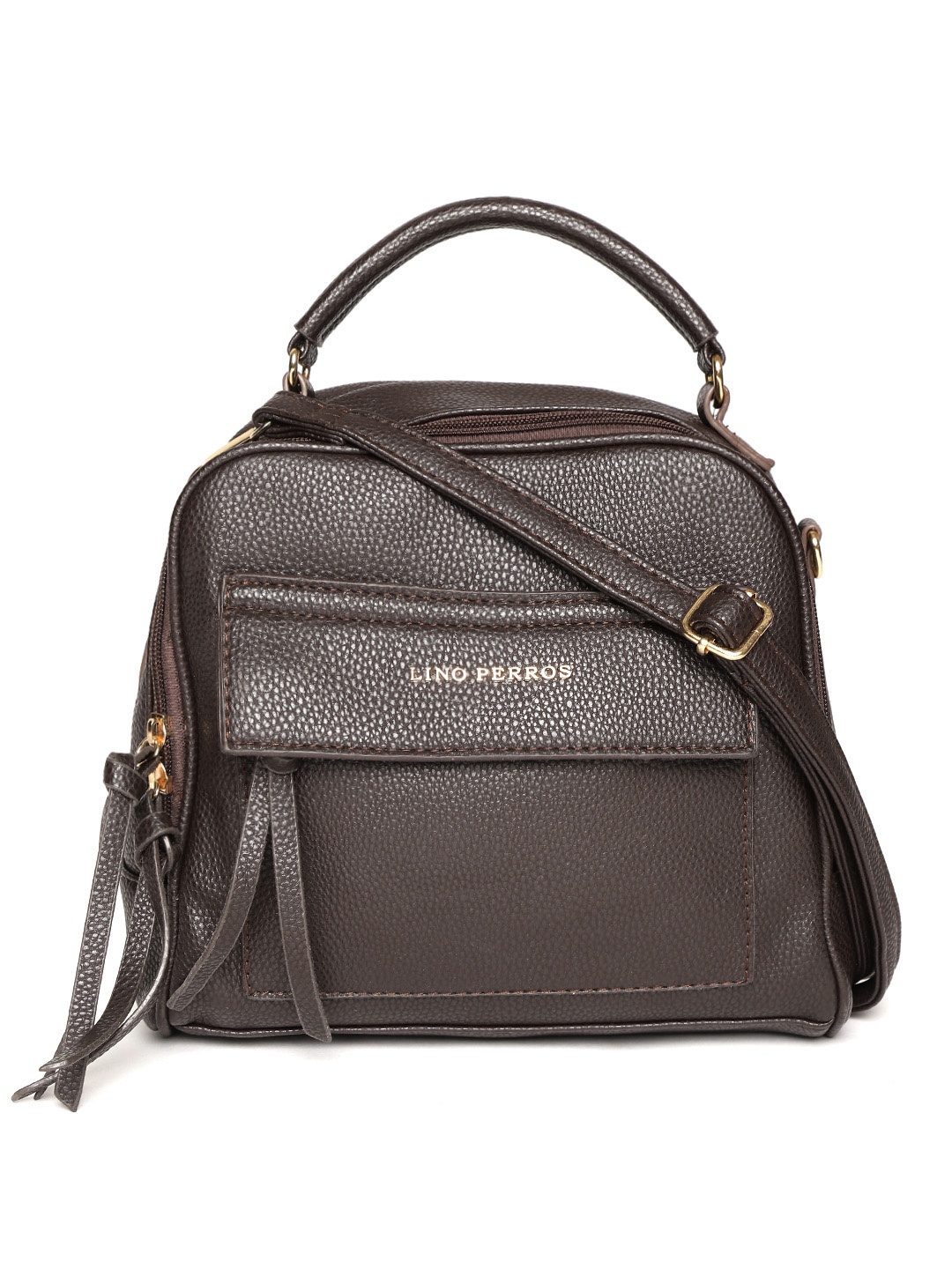 

Lino Perros Coffee Brown Solid Handheld Bag