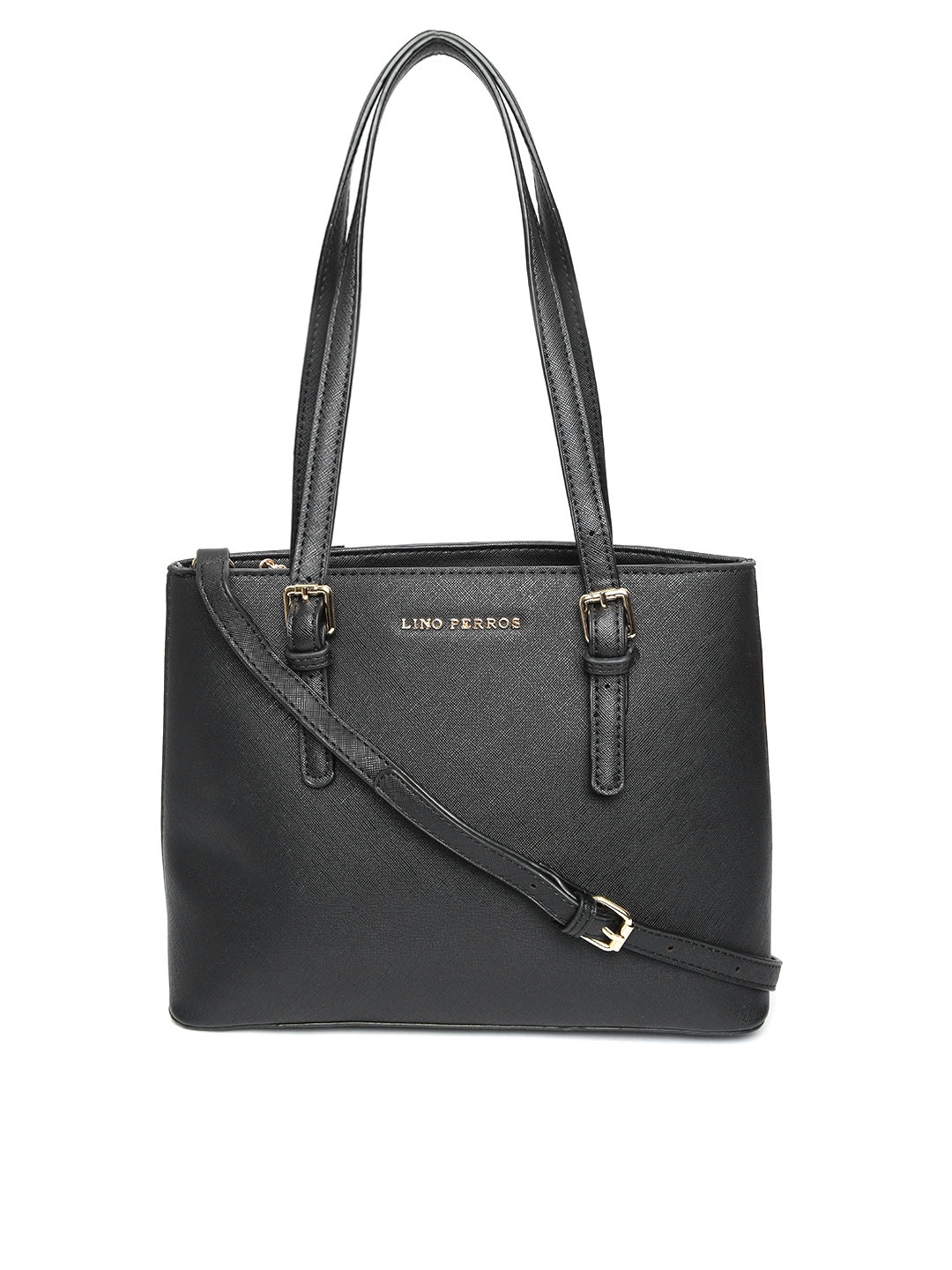 

Lino Perros Black Solid Shoulder Bag with Detachable Sling Strap