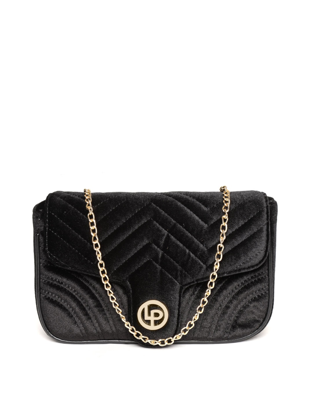 

Lino Perros Black Solid Quilted Sling Bag