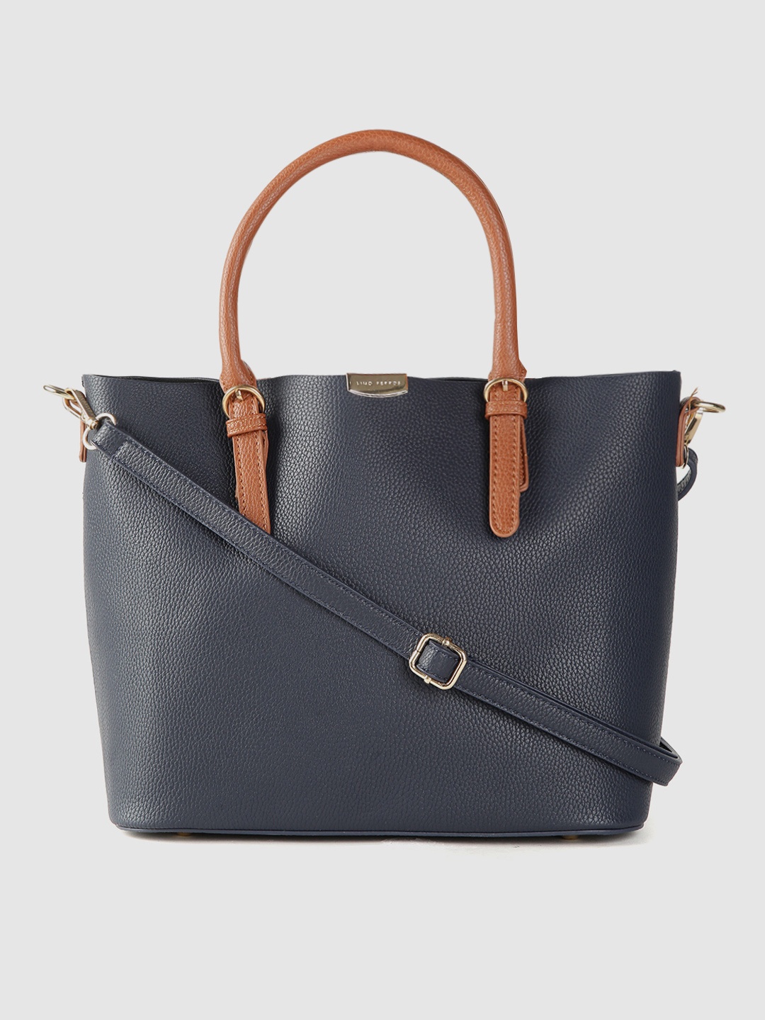

Lino Perros Navy Blue Solid Handheld Bag
