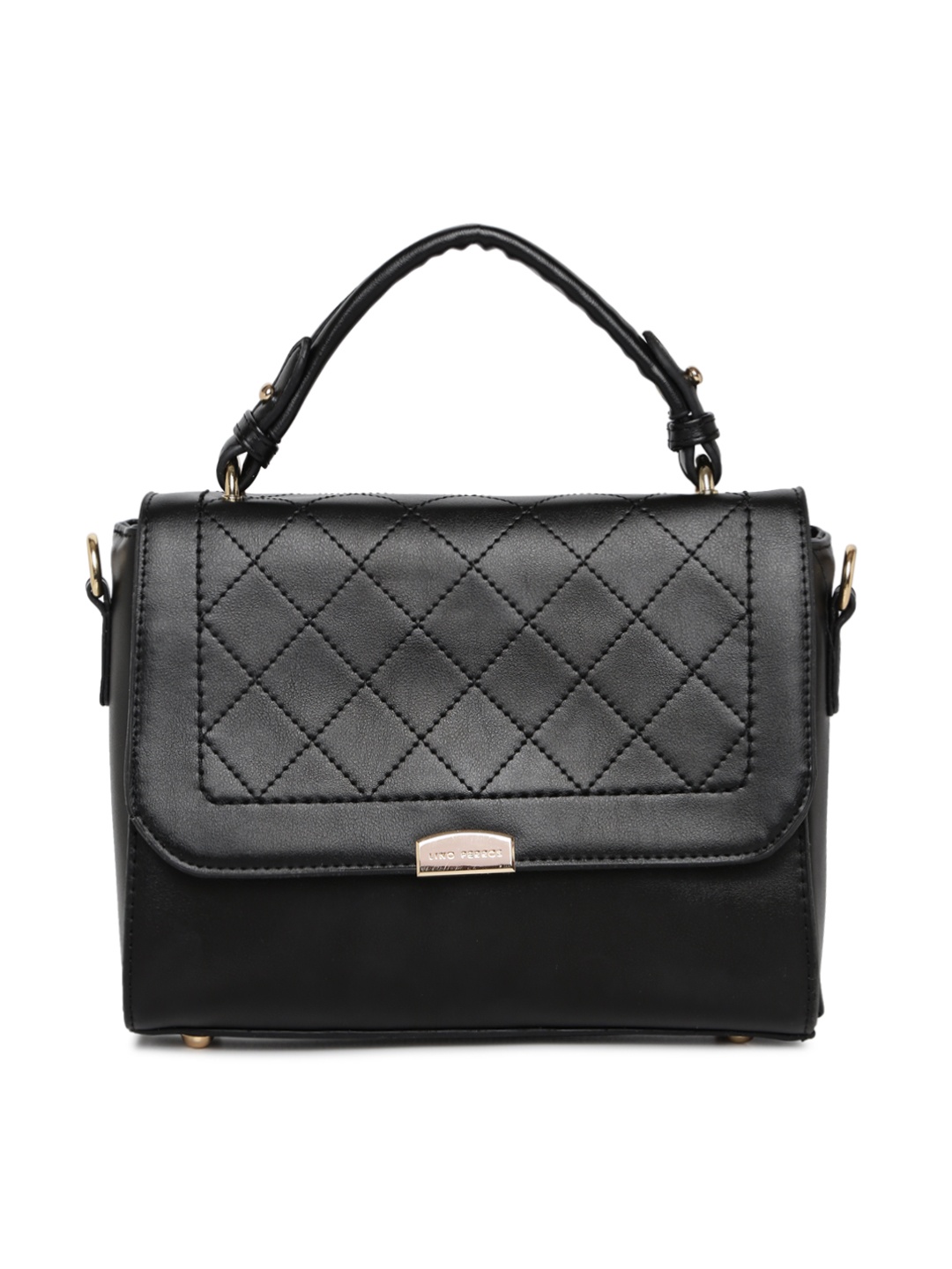 

Lino Perros Black Solid Satchel