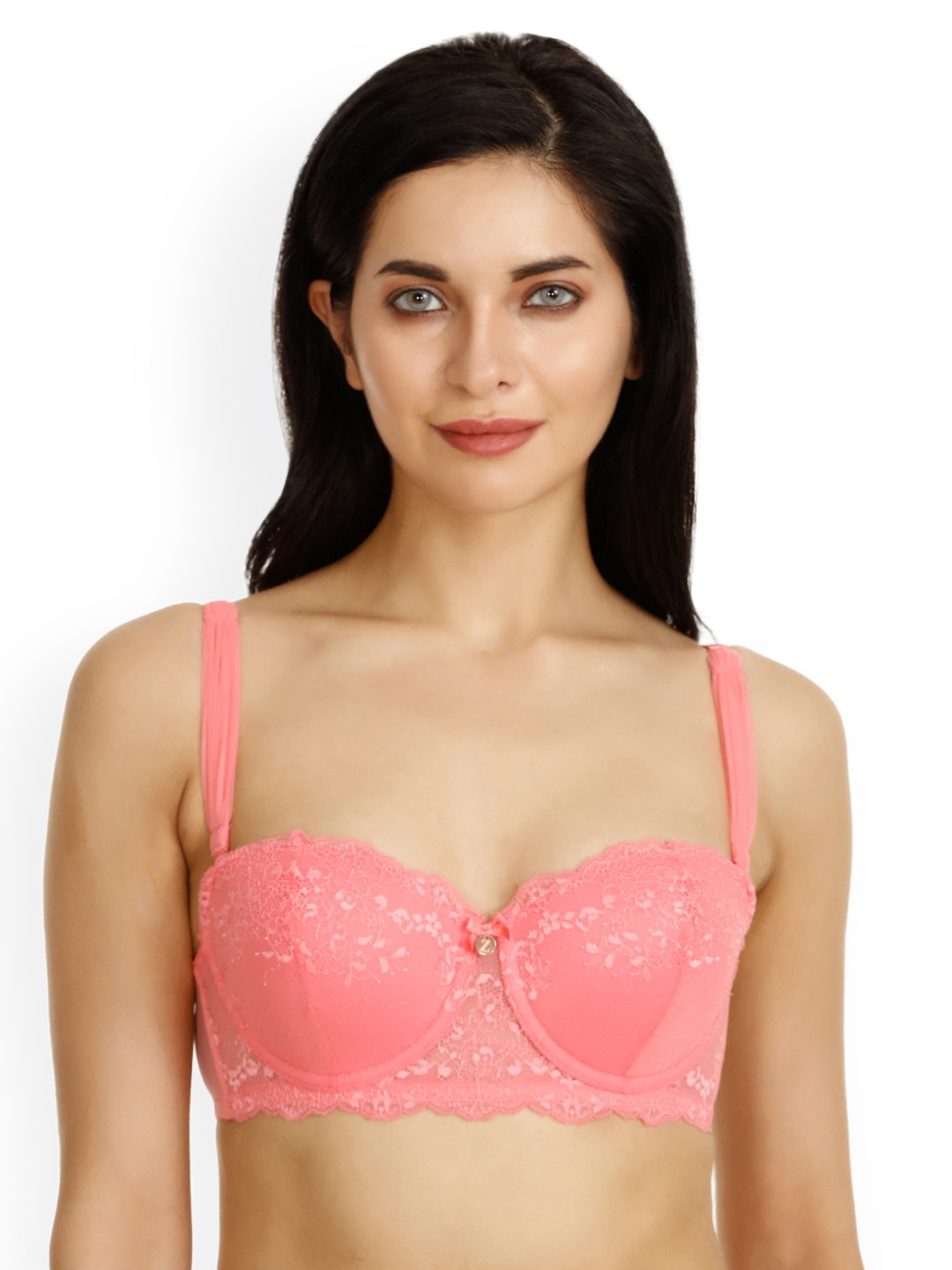 

Zivame Pink Lace Underwired Heavily Padded T-shirt Bra ZI1598FASHZ