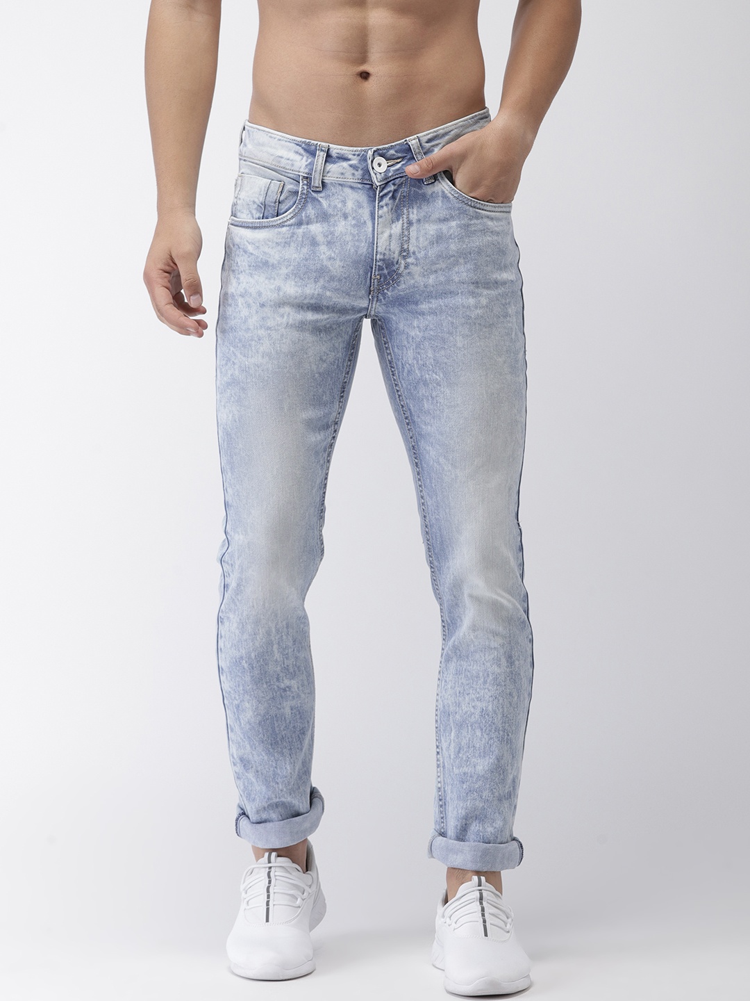 

Flying Machine Men Blue Micheal Slim Tapered Fit Mid-Rise Clean Look Stretchable Jeans
