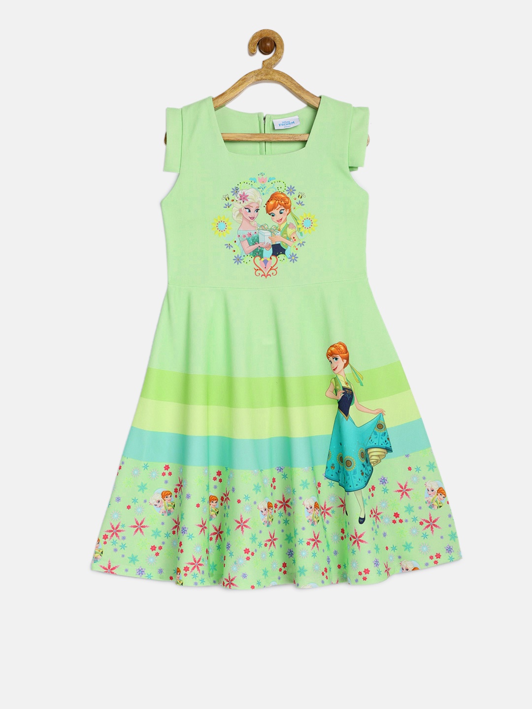 

Peppermint Girls Green Printed Fit and Flare Dress