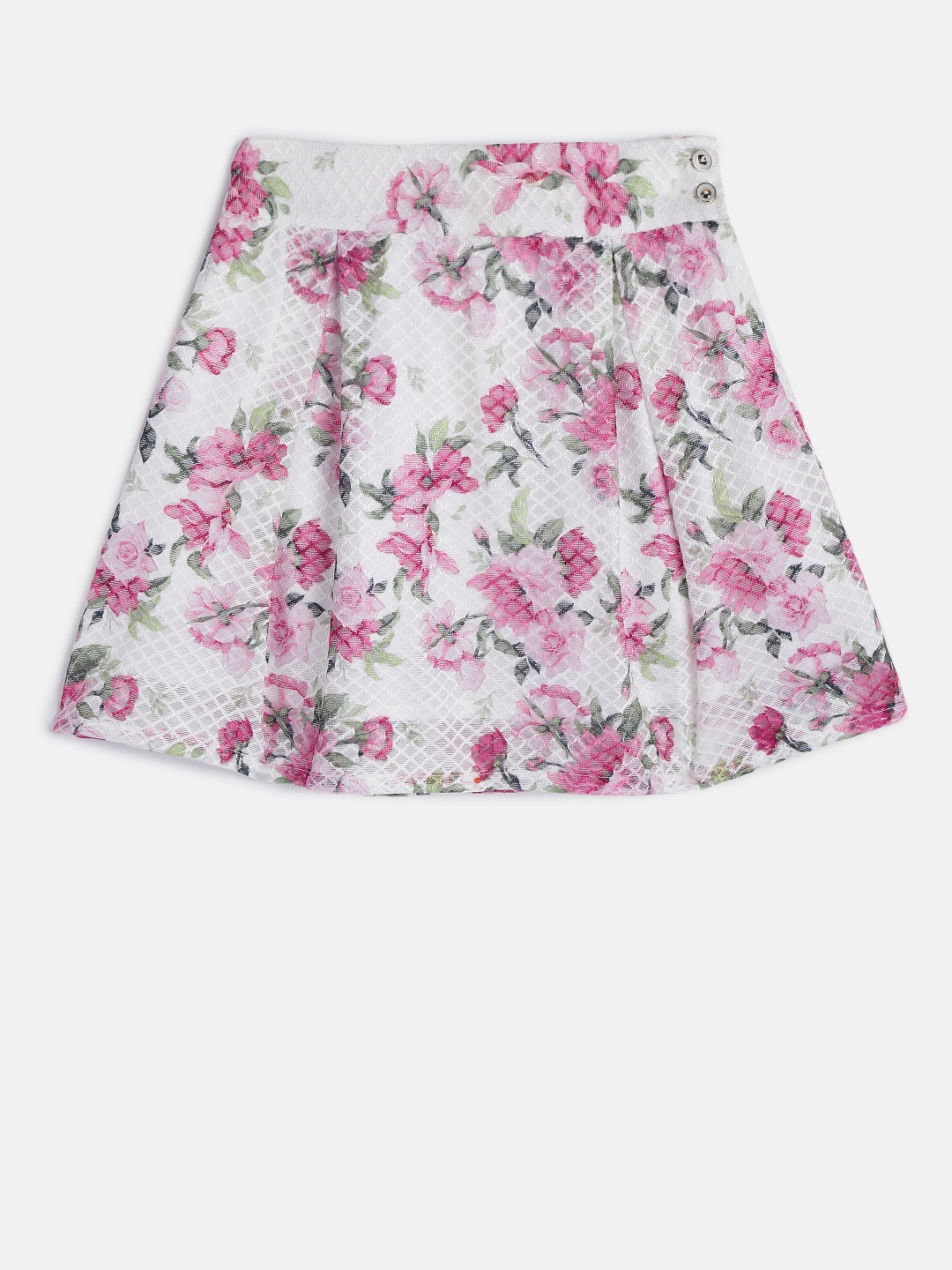 

Peppermint Girls White & Pink Printed Flared Skirt