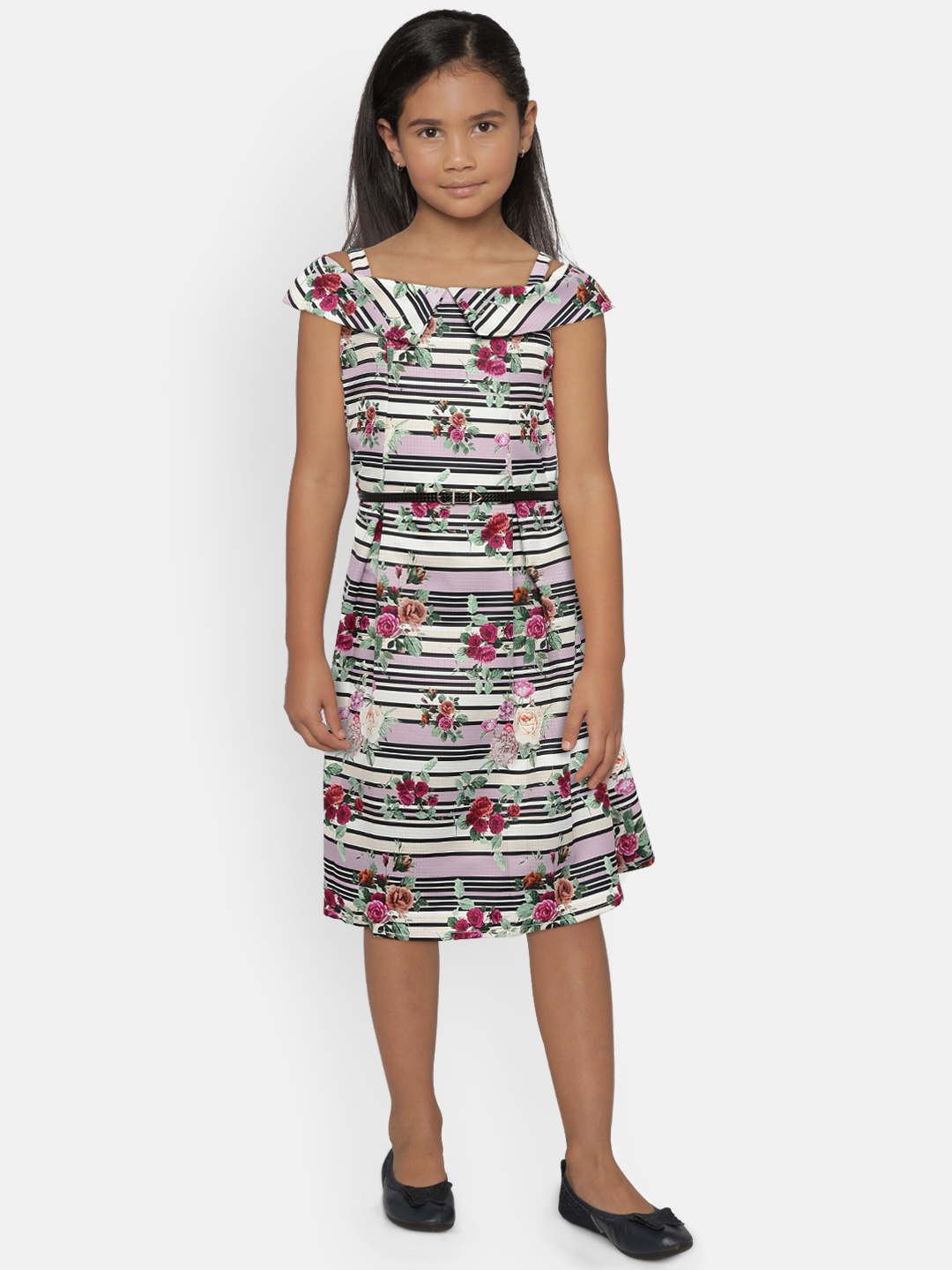 

Peppermint Girls Multicoloured Printed Fit and Flare Dress, Multi