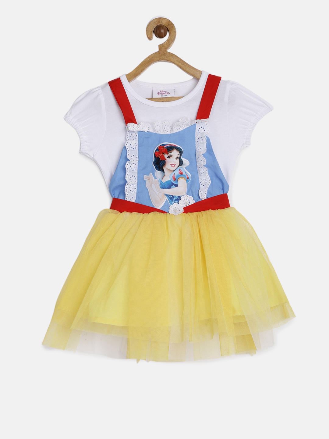 

Peppermint Girls Yellow & White Printed Pinafore Dress With T-shirt