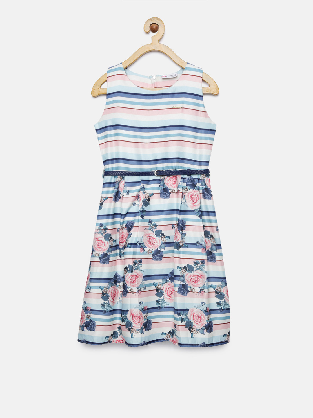 

Peppermint Girls Multicoloured Striped Fit and Flare Dress, Multi