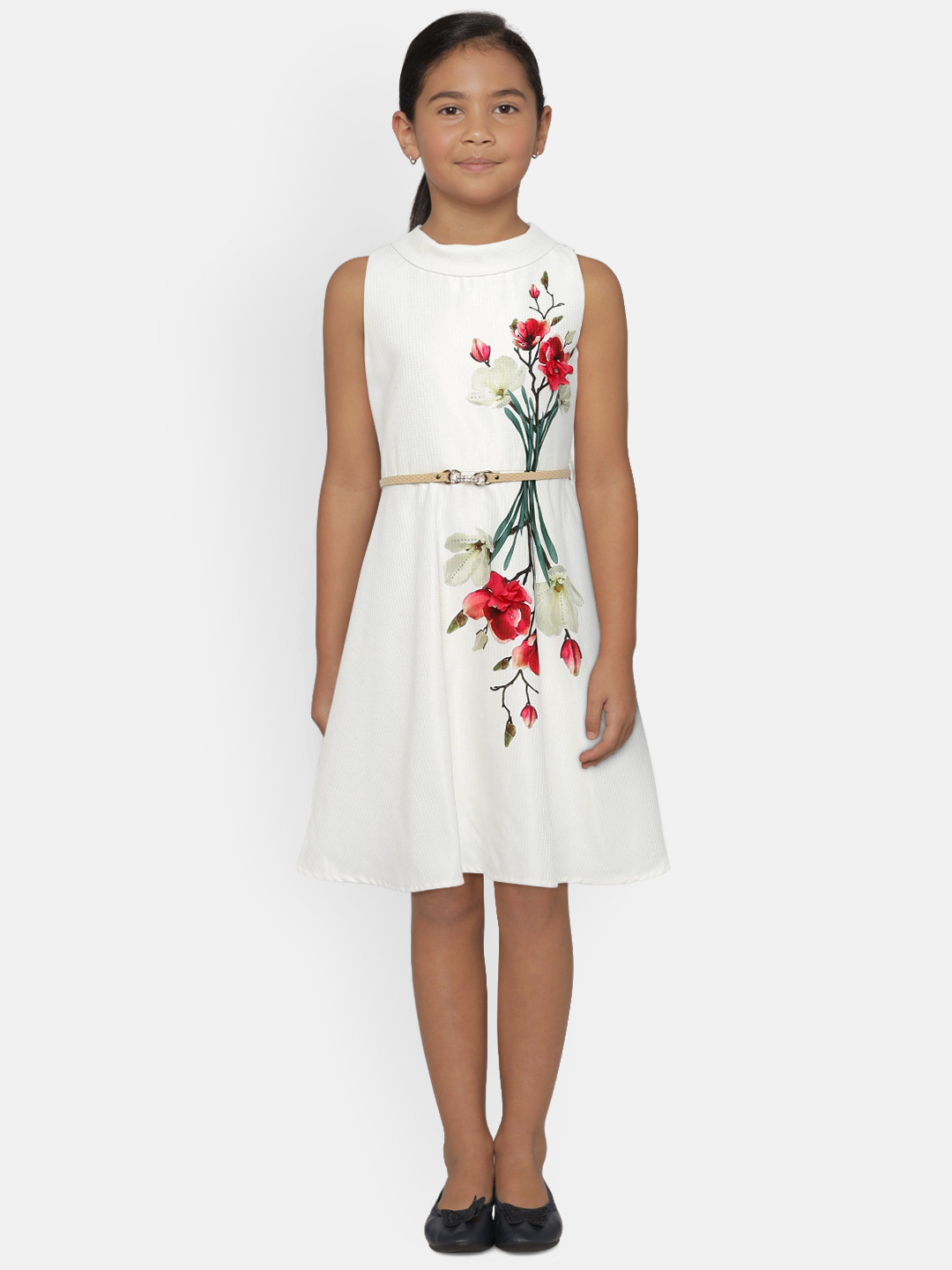 

Peppermint Girls Off-White Printed Fit and Flare Dress