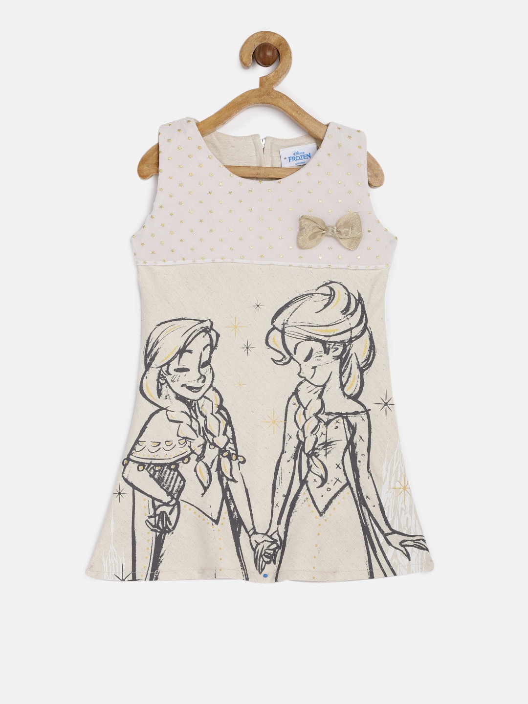 

Peppermint Girls Beige DISNEY Printed A-Line Dress