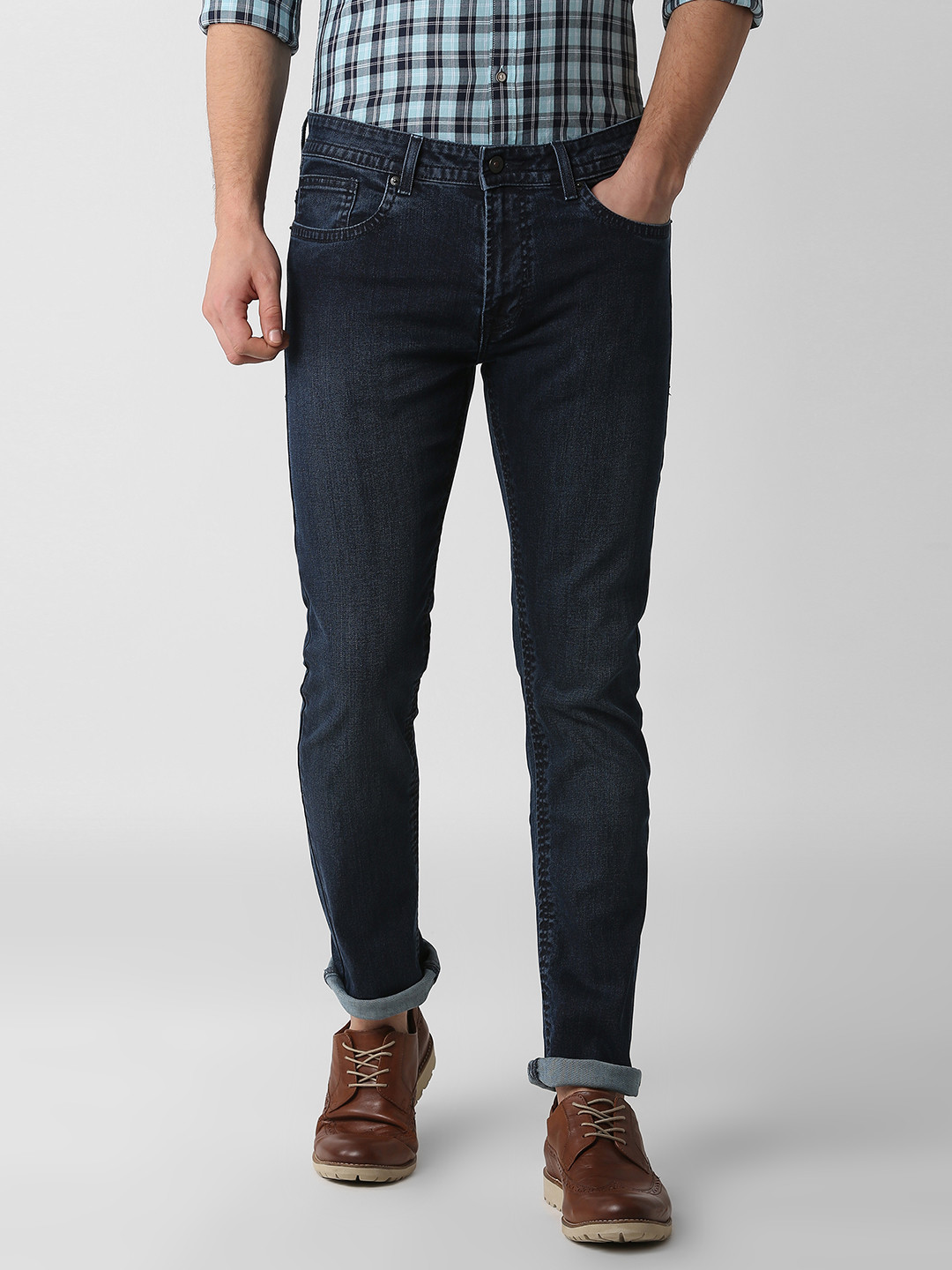 

Peter England Casuals Men Blue Slim Fit Mid-Rise Clean Look Jeans