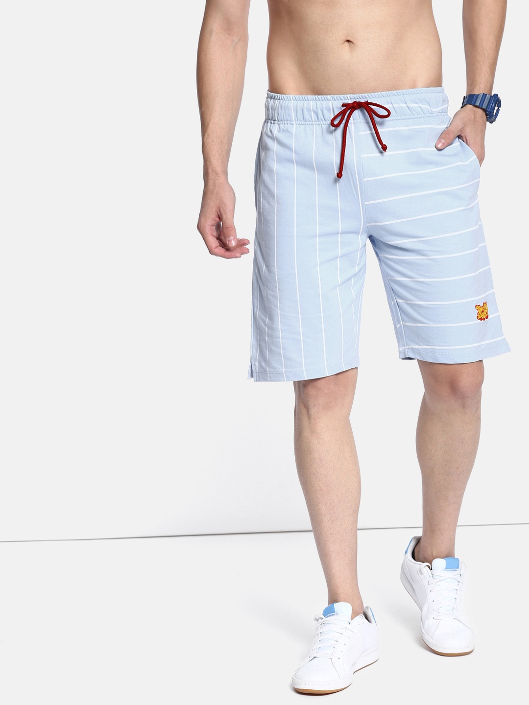 

Kook N Keech Men Blue Striped Regular Shorts