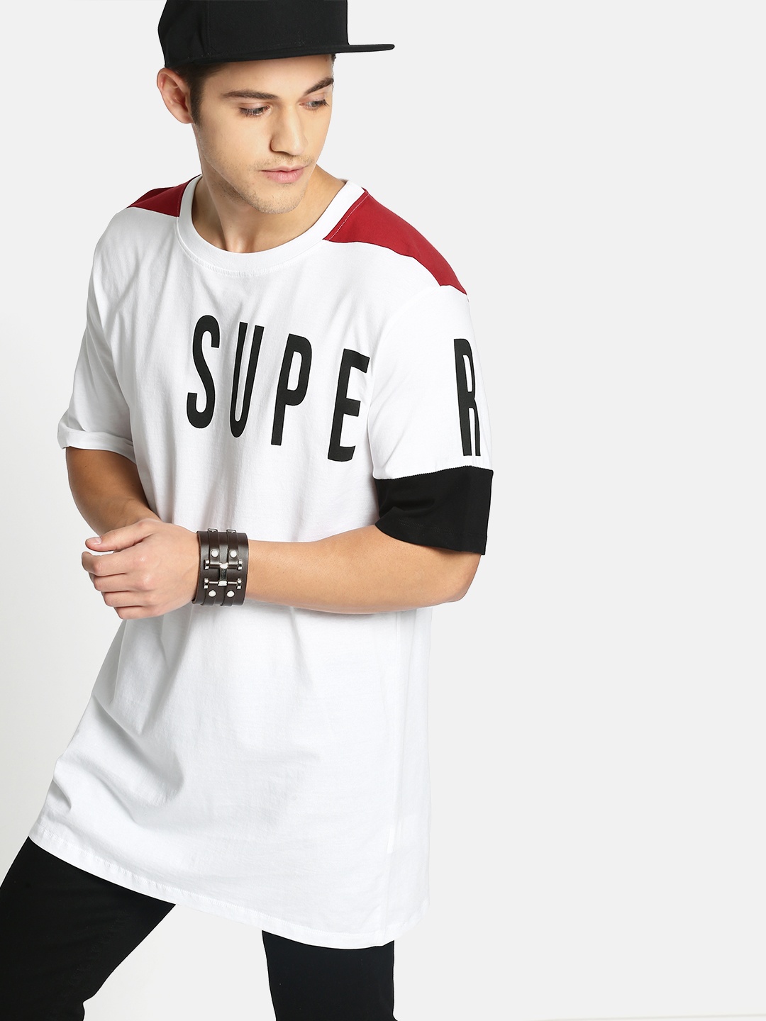 

Justice League Men White Printed Round Neck Longline Pure Cotton Oversized T-shirt