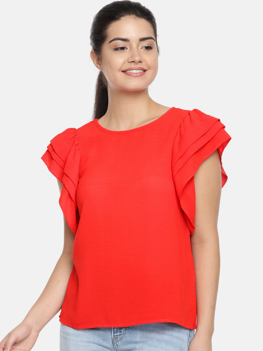 

Vero Moda Women Red Solid Top