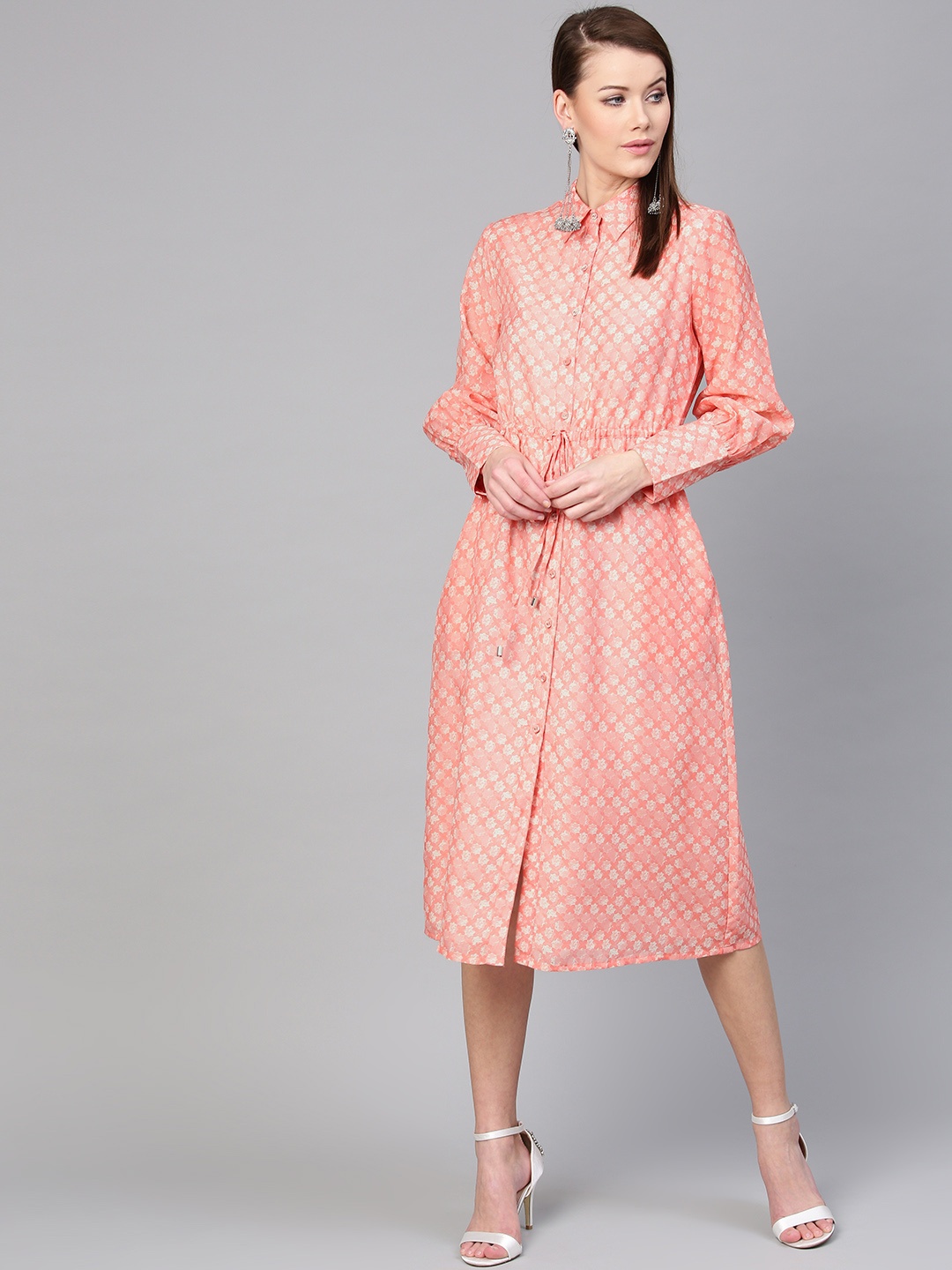 

RARE ROOTS Women Pink Printed Shirt Dress
