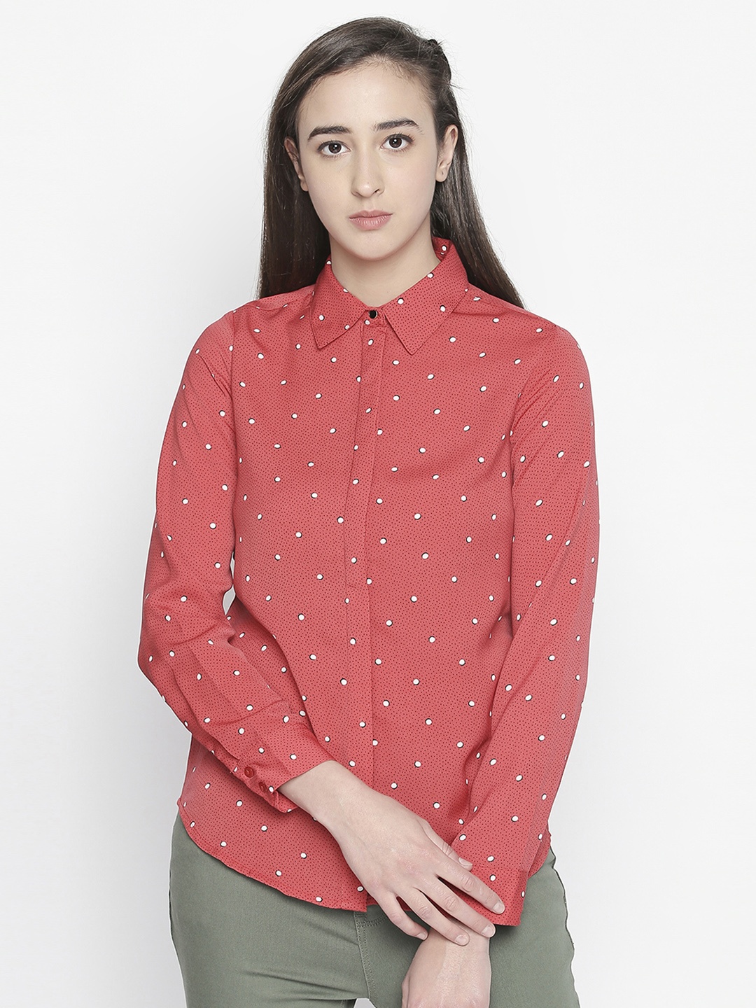 

Annabelle by Pantaloons Women Rust Red Regular Fit Printed Casual Shirt