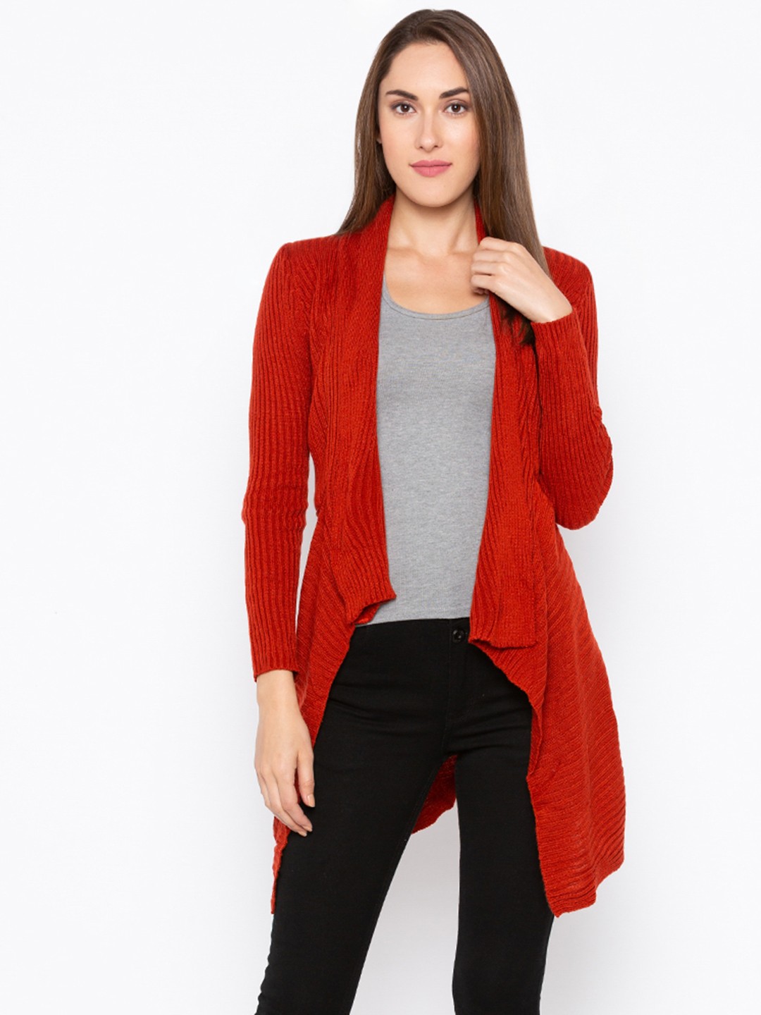 

Globus Rust Solid Open Front Shrug