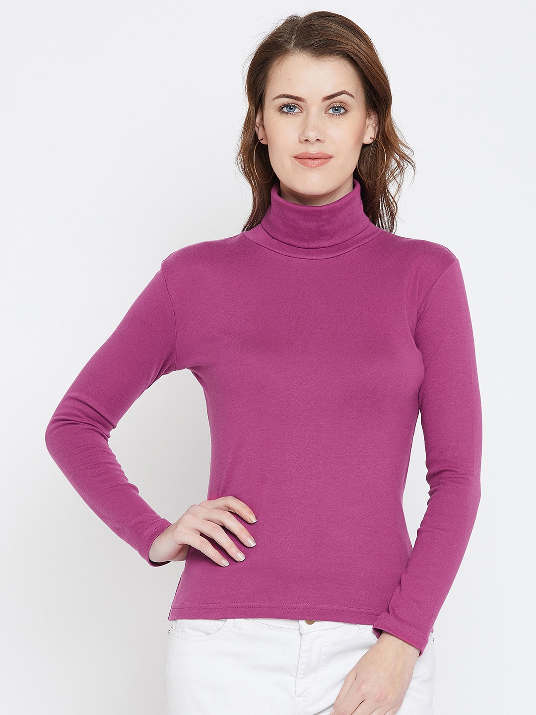 

Hypernation Women Purple Solid Pure Cotton Top