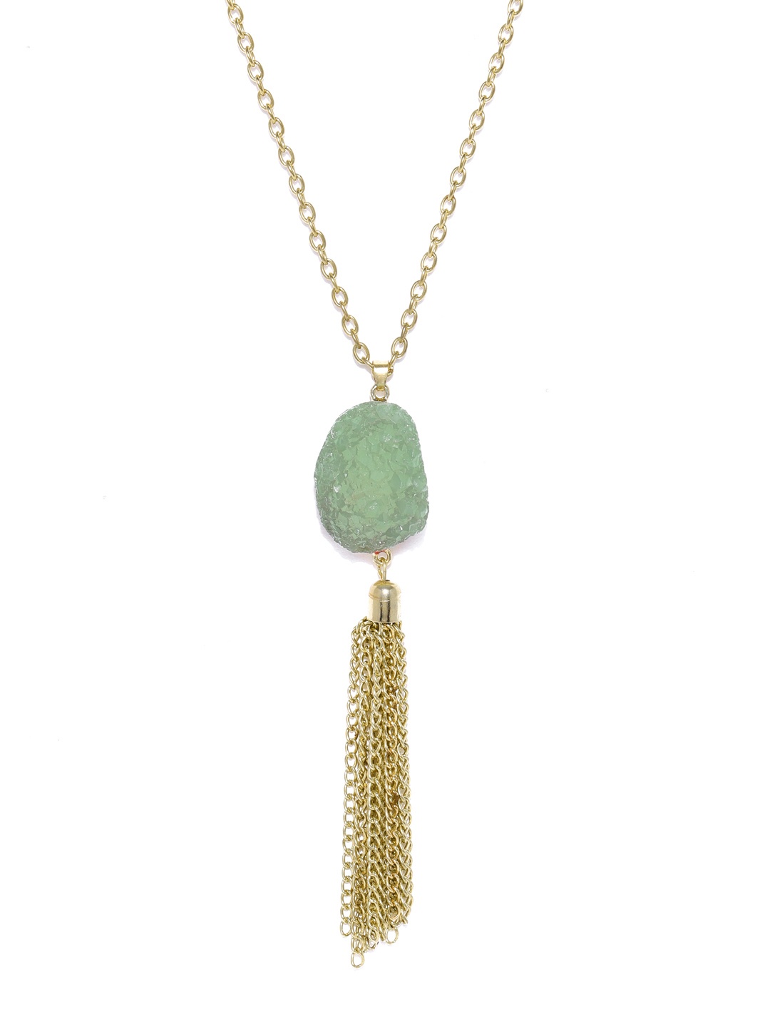

Blisscovered Green & Gold-Toned Artstone Pendant with Chain