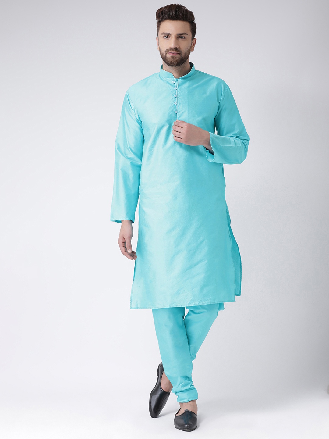 

Hangup Men Blue Solid Kurta with Pyjamas