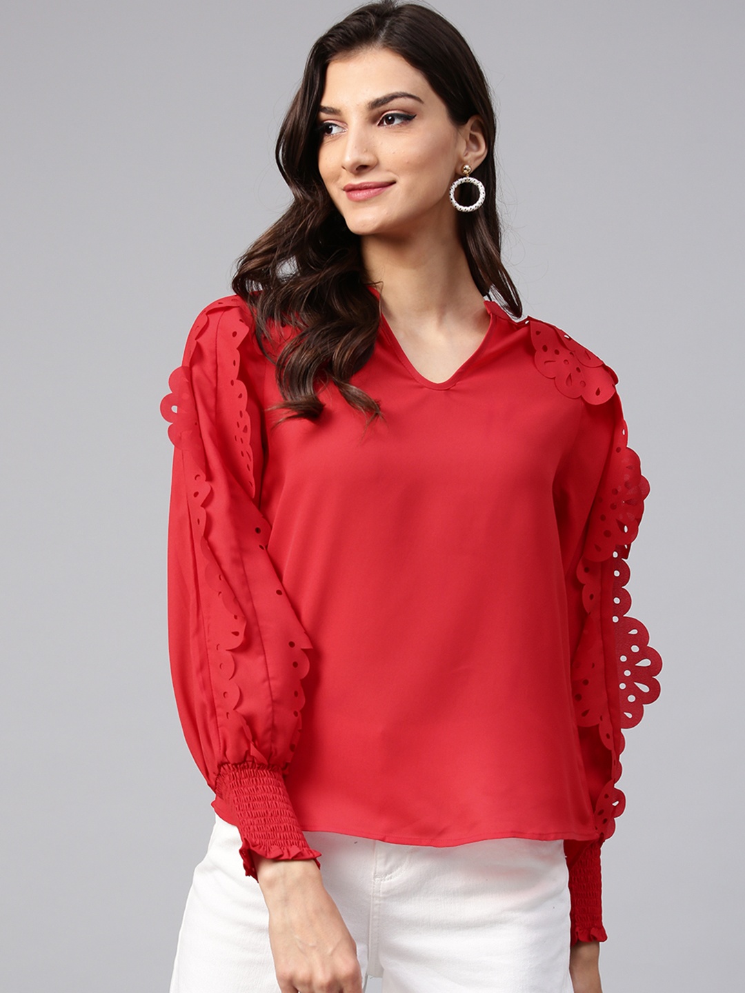

Zima Leto Women Red Solid Top