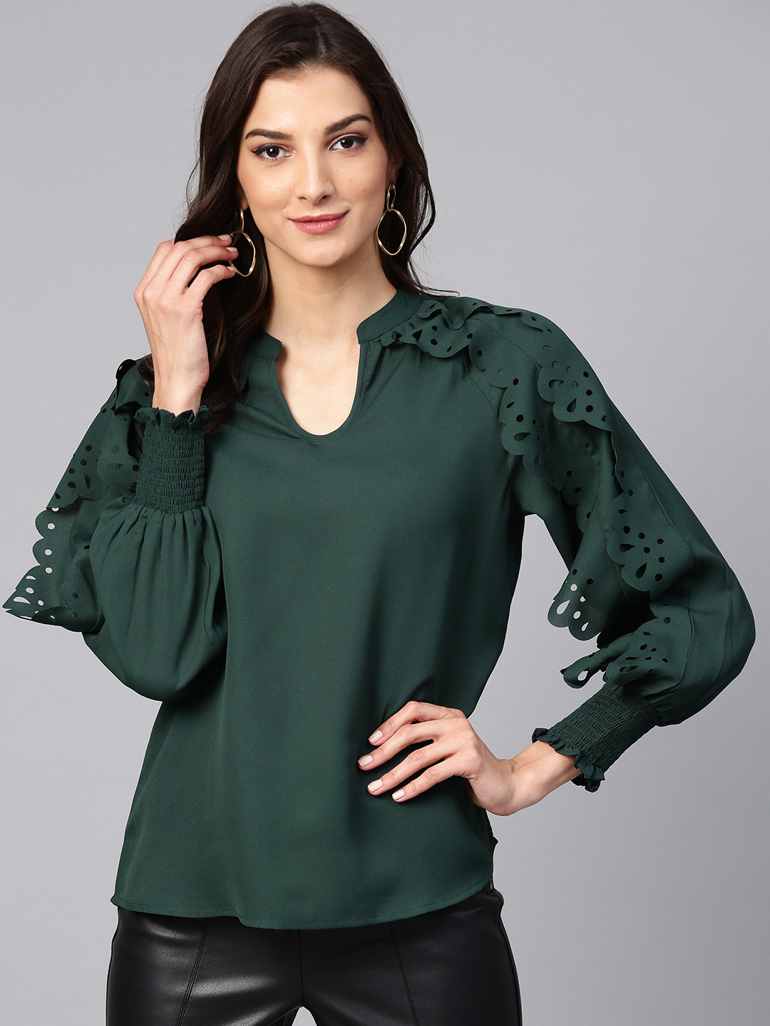 

Zima Leto Women Green Solid Top