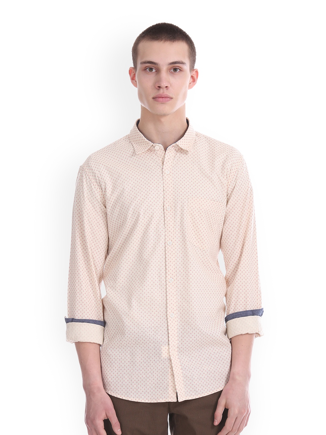 

Ruggers Men Beige Regular Fit Printed Casual Shirt, Pink