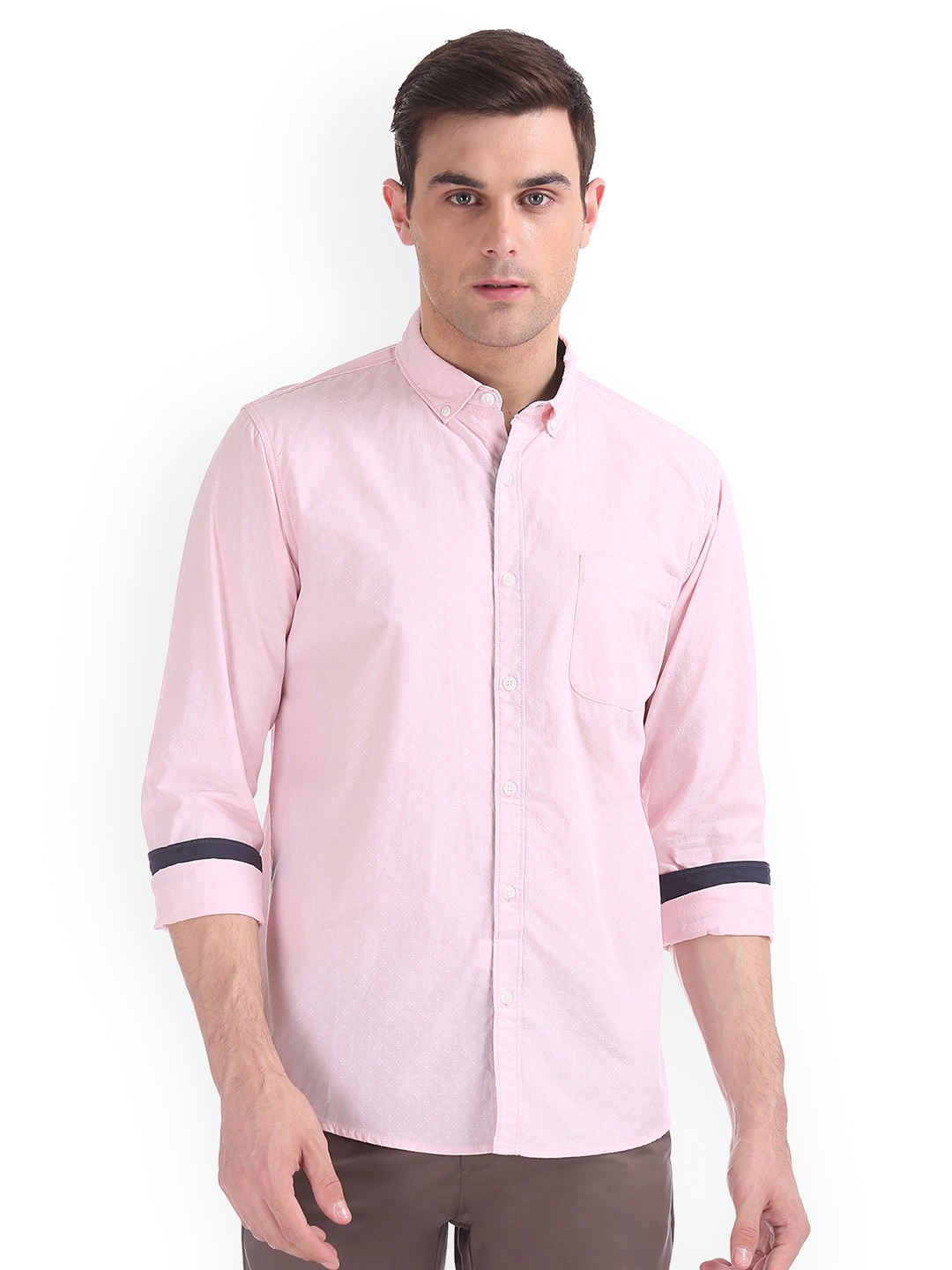 

Ruggers Men Pink Regular Fit Self Design Casual Shirt