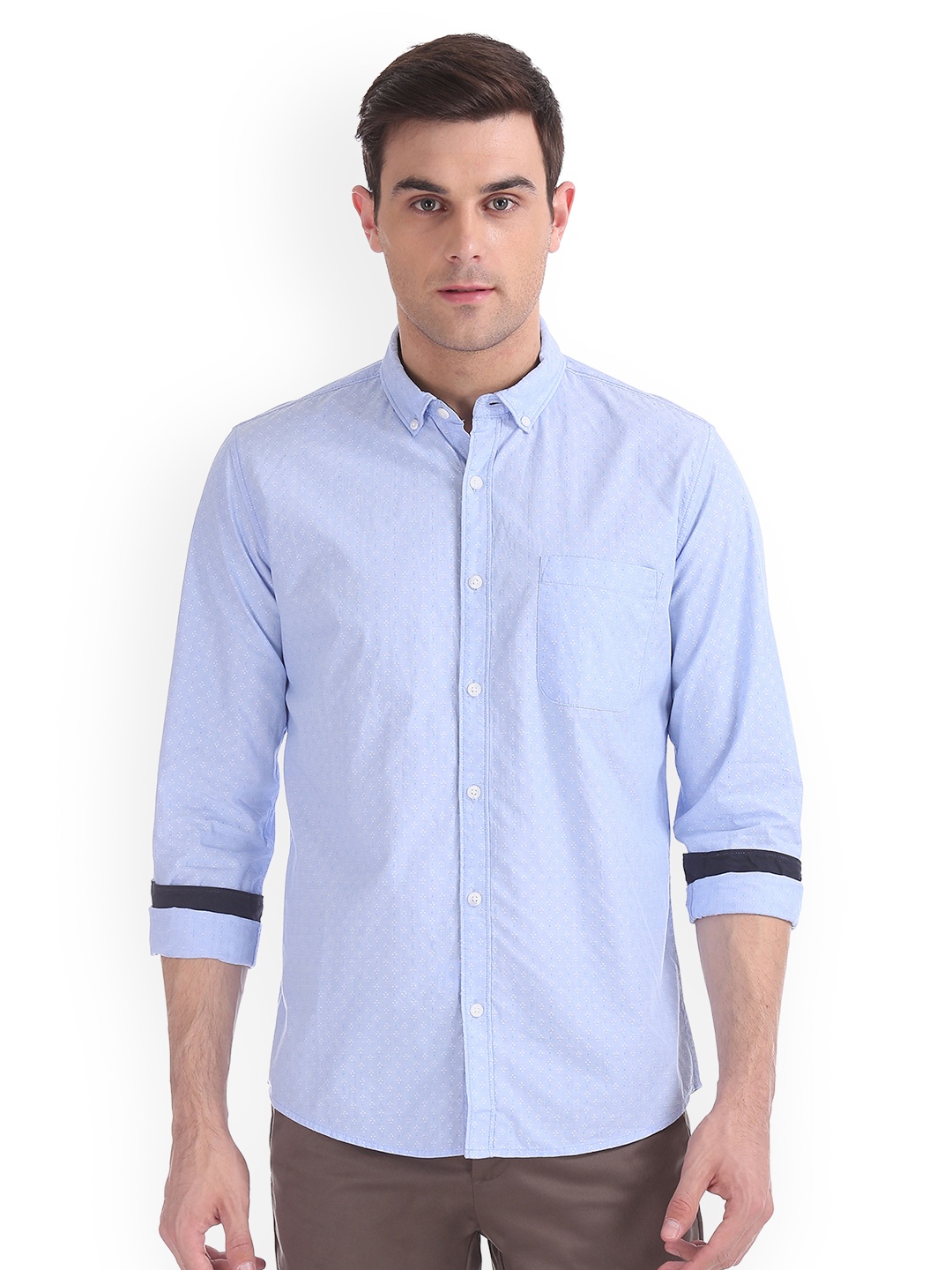 

Ruggers Men Blue Regular Fit Self Design Casual Shirt