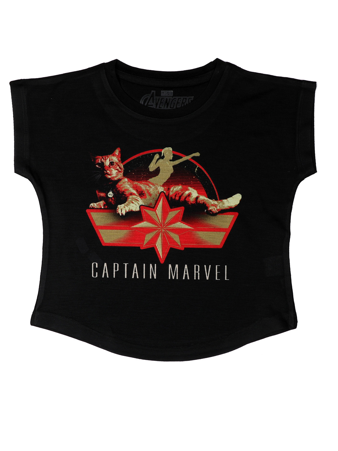 

Marvel by Wear Your Mind Girls Black Captain Marvel Printed Top