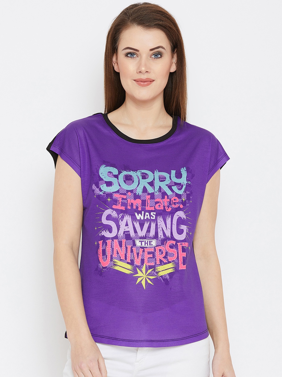 

Marvel by Wear Your Mind Women Purple Printed Top