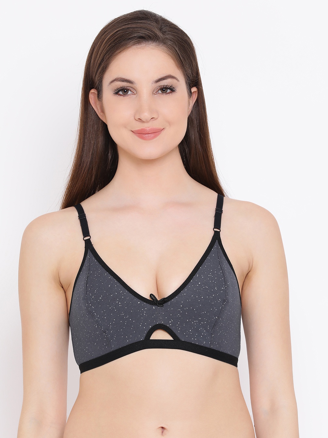 

Clovia Grey Printed Non-Wired Non Padded Everyday Bra BR1675P0540C