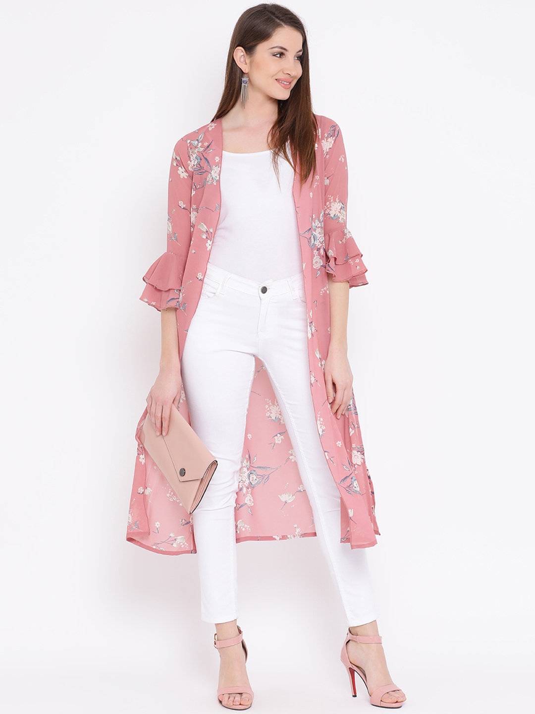 

WISSTLER Pink Printed Open Front Shrug