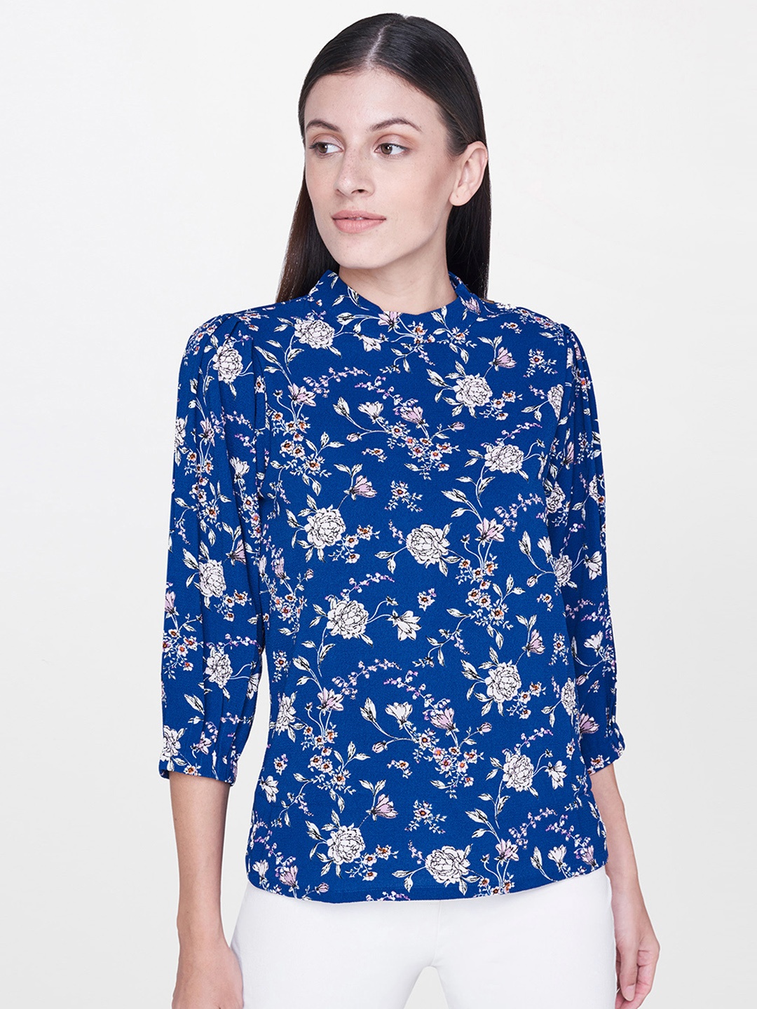 

AND Women Navy Blue Printed Top