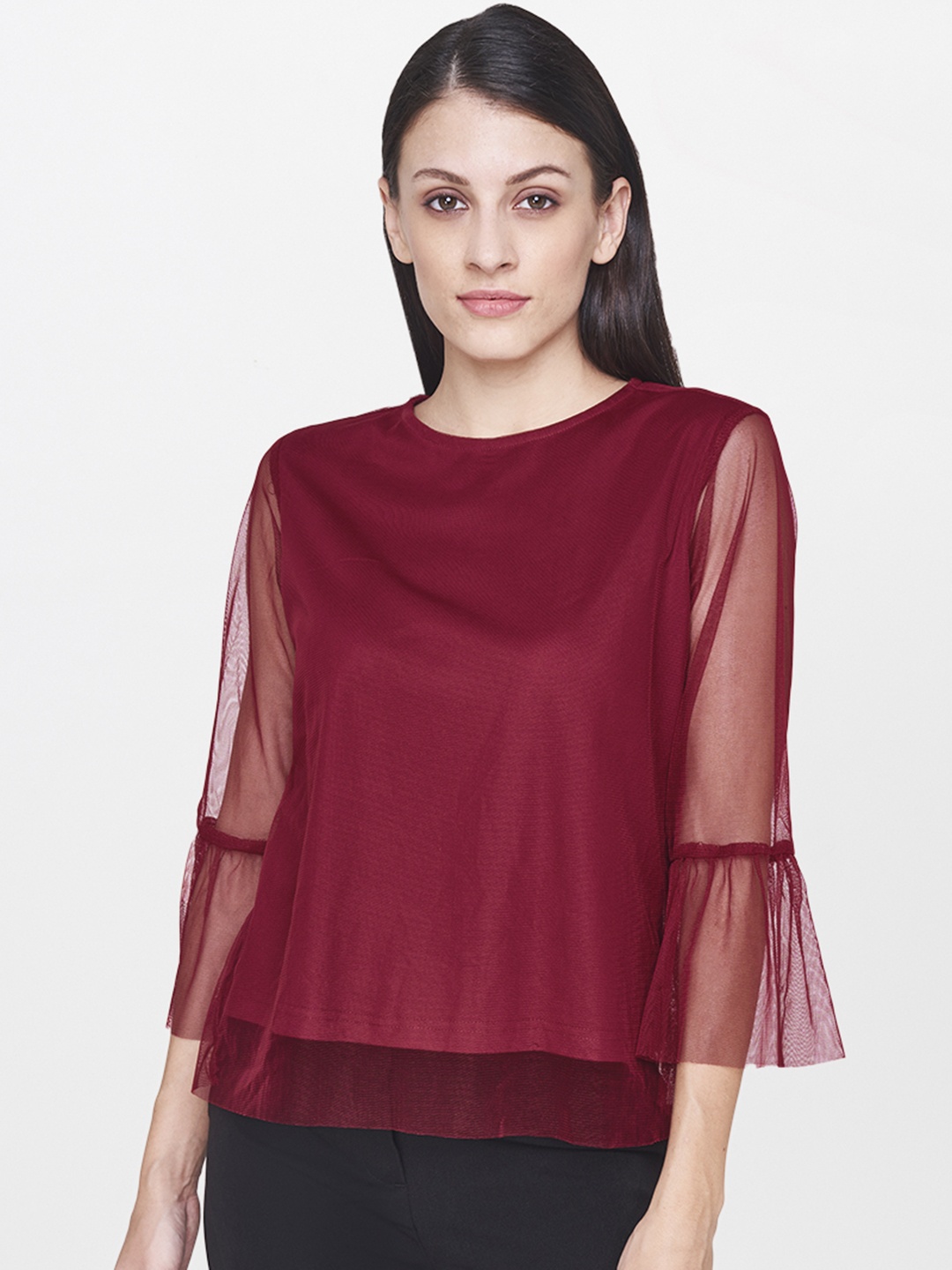 

AND Women Burgundy Solid Top