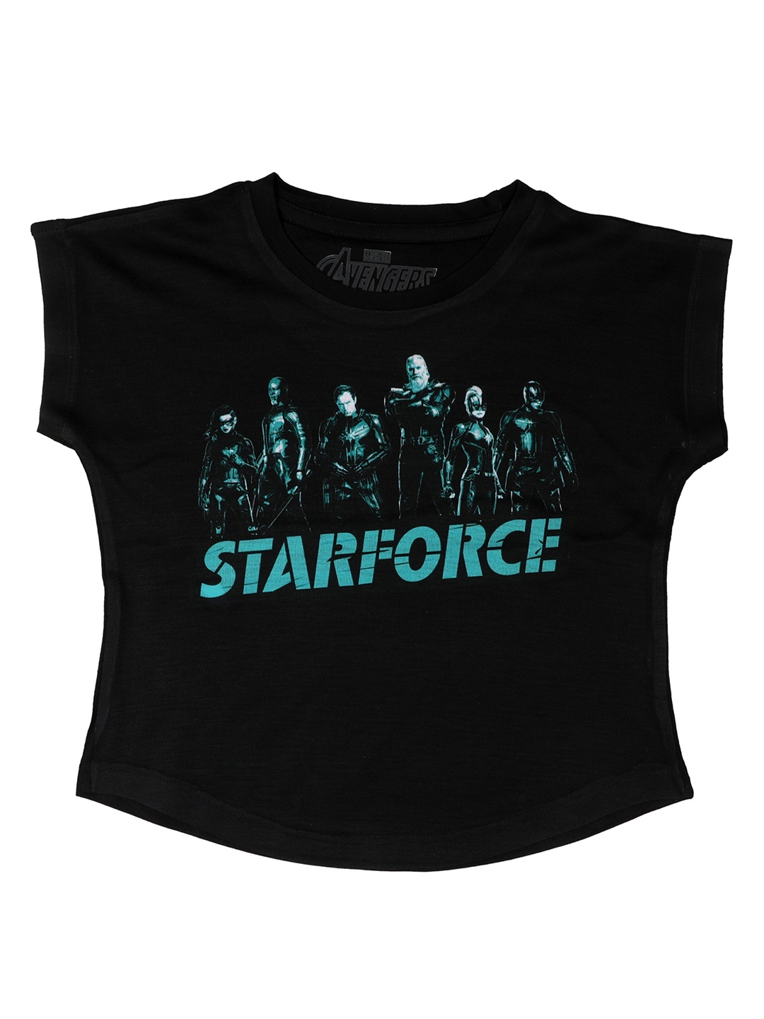 

Marvel by Wear Your Mind Girls Black Captain Marvel rinted Top
