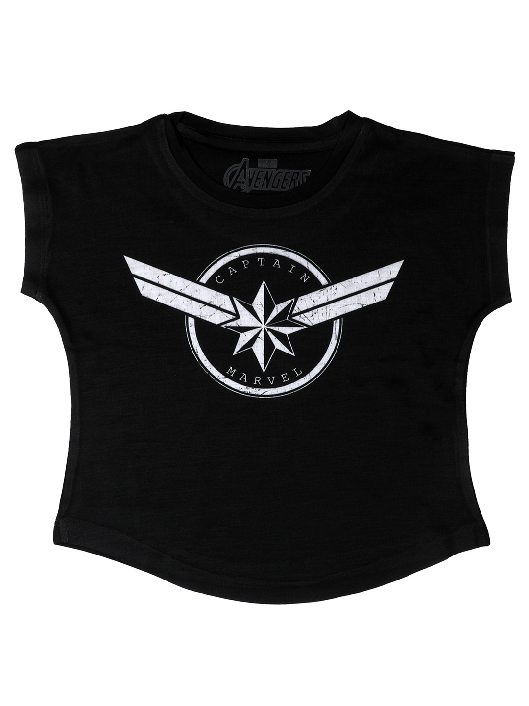 

Marvel by Wear Your Mind Girls Black Printed Captain Marvel Top